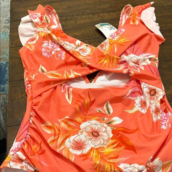 Women's Floral Coral Swimsuit - Picture 4 of 4